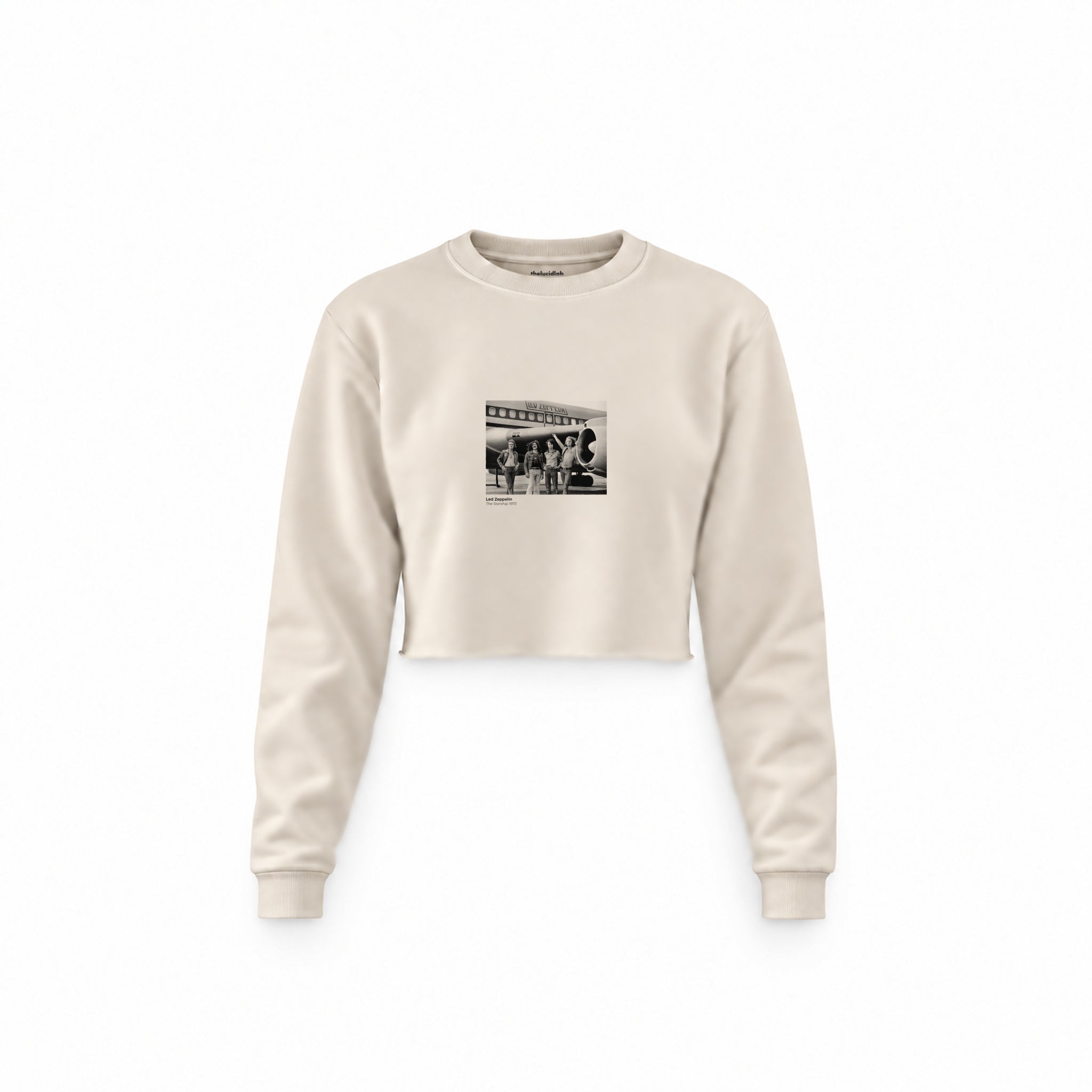 Led Zeppelin The Starship Crop Sweatshirt — Krem — Ön baskı