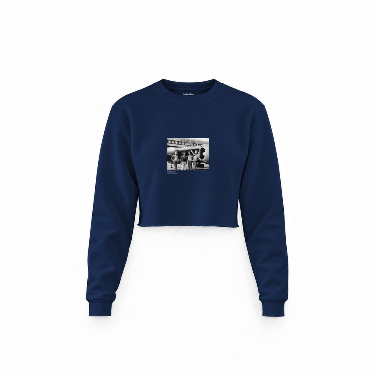 Led Zeppelin The Starship Crop Sweatshirt — Lacivert — Ön baskı
