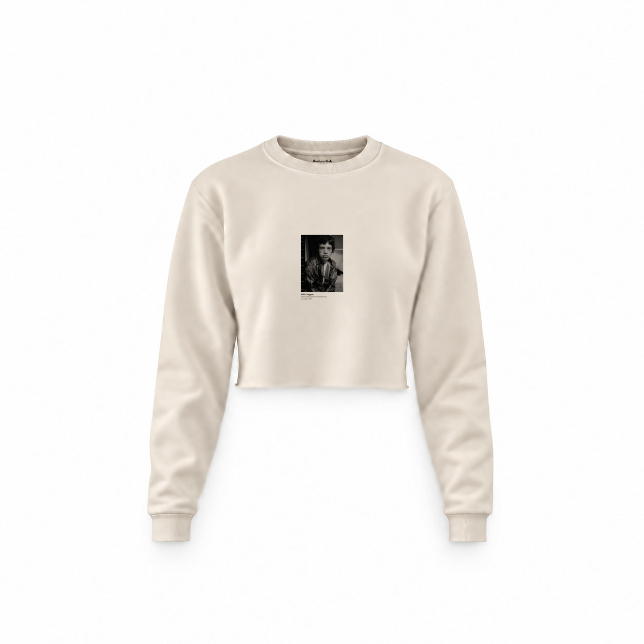 Mick Jagger backstage at the Palladium London 1967 Crop Sweatshirt — Krem — Ön baskı