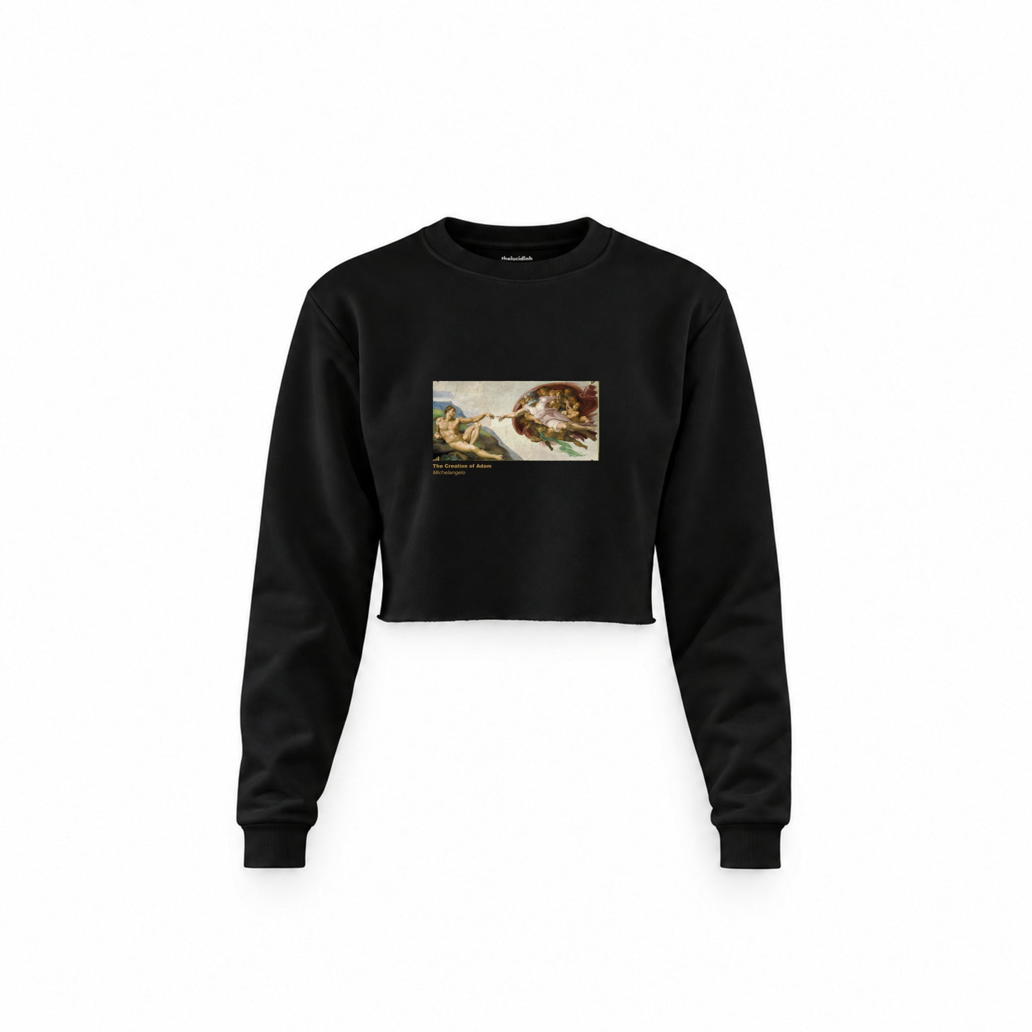 The Creation Crop Sweatshirt — Siyah — Ön baskı