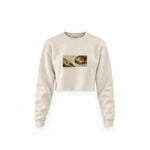 The Creation Crop Sweatshirt — Krem — Ön baskı