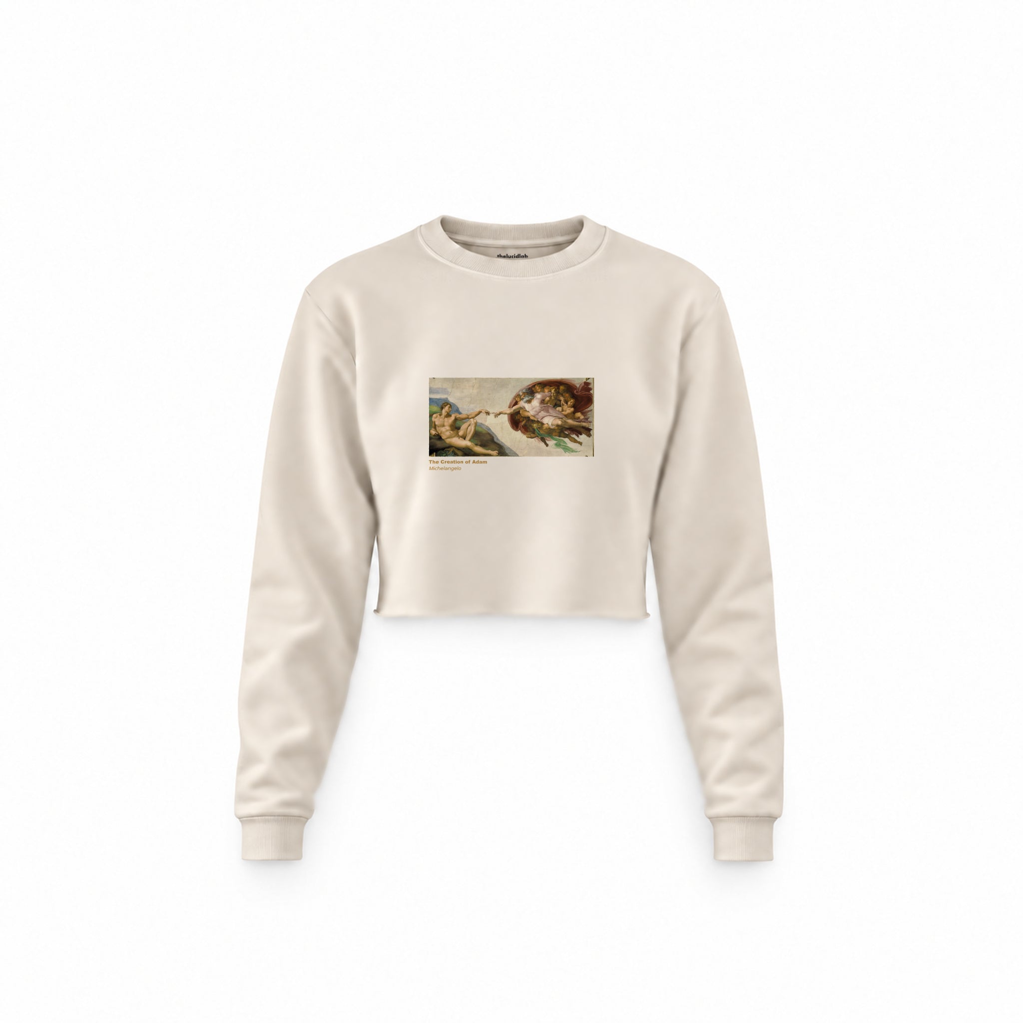 The Creation Crop Sweatshirt — Krem — Ön baskı