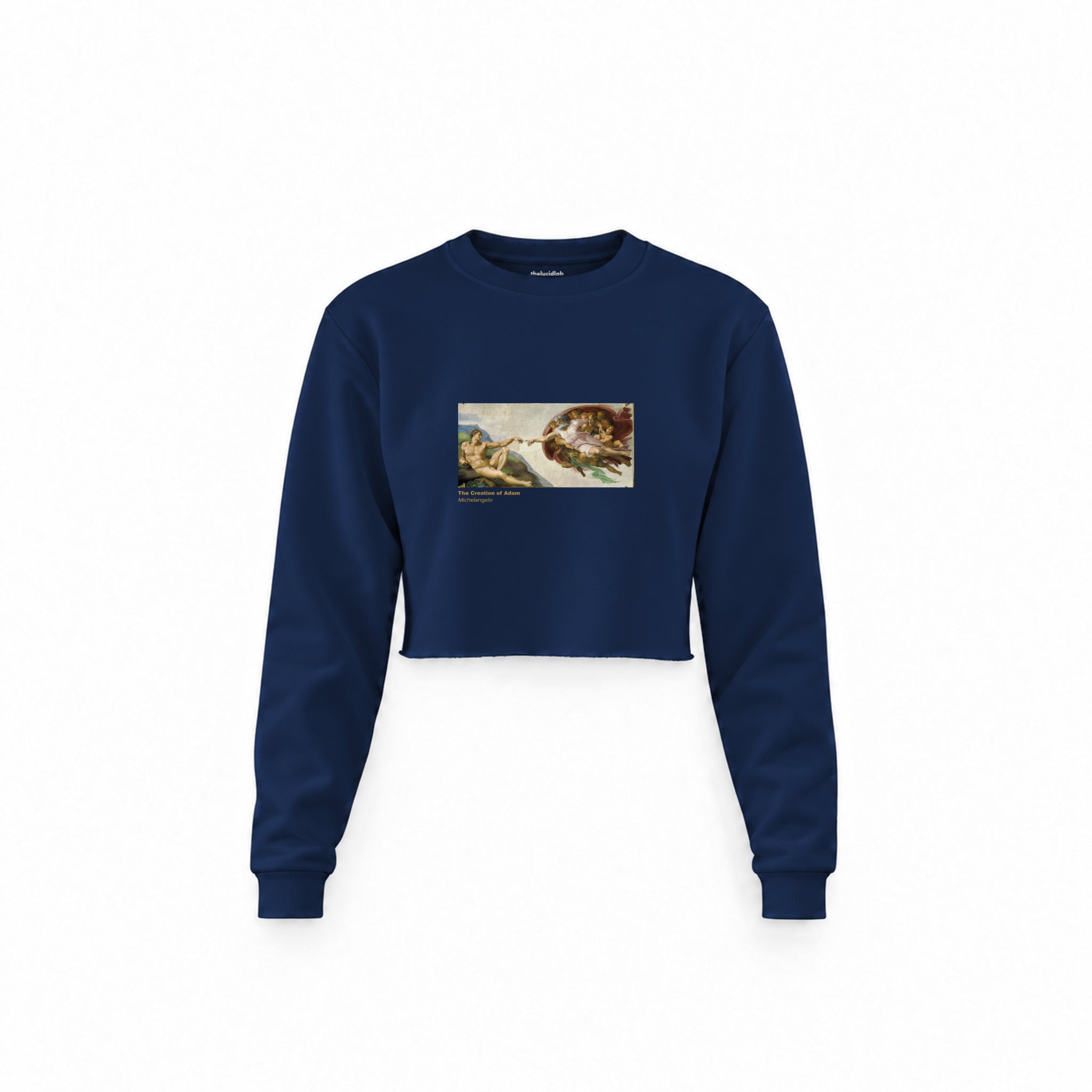 The Creation Crop Sweatshirt — Lacivert — Ön baskı
