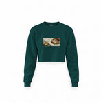The Creation Crop Sweatshirt — Koyu Yeşil — Ön baskı