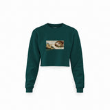 The Creation Crop Sweatshirt — Koyu Yeşil — Ön baskı