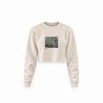 Water Lilies Crop Sweatshirt — Krem — Ön baskı