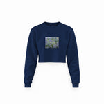 Water Lilies Crop Sweatshirt — Lacivert — Ön baskı