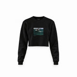 The Green Wave Crop Sweatshirt — Siyah — Ön baskı