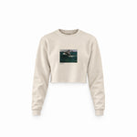 The Green Wave Crop Sweatshirt — Krem — Ön baskı