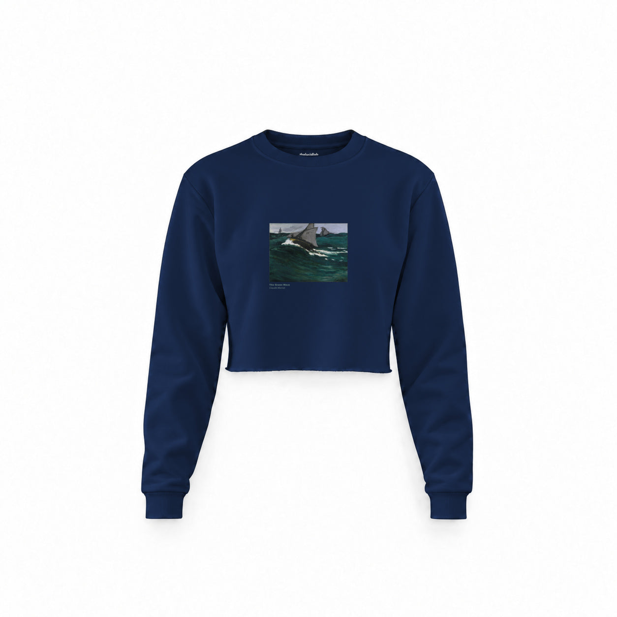 The Green Wave Crop Sweatshirt — Lacivert — Ön baskı