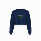 The Green Wave Crop Sweatshirt — Lacivert — Ön baskı