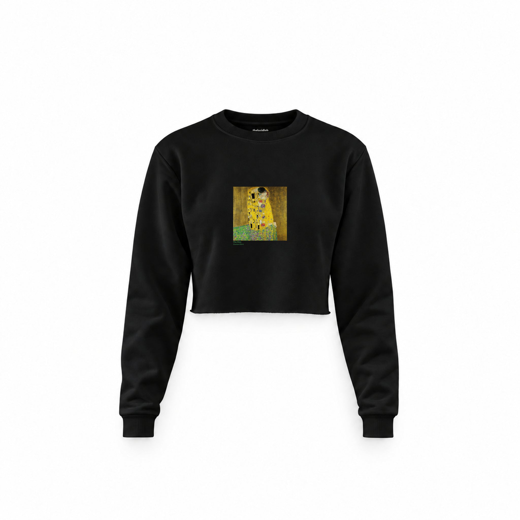 The Kiss Crop Sweatshirt — Siyah — Ön baskı