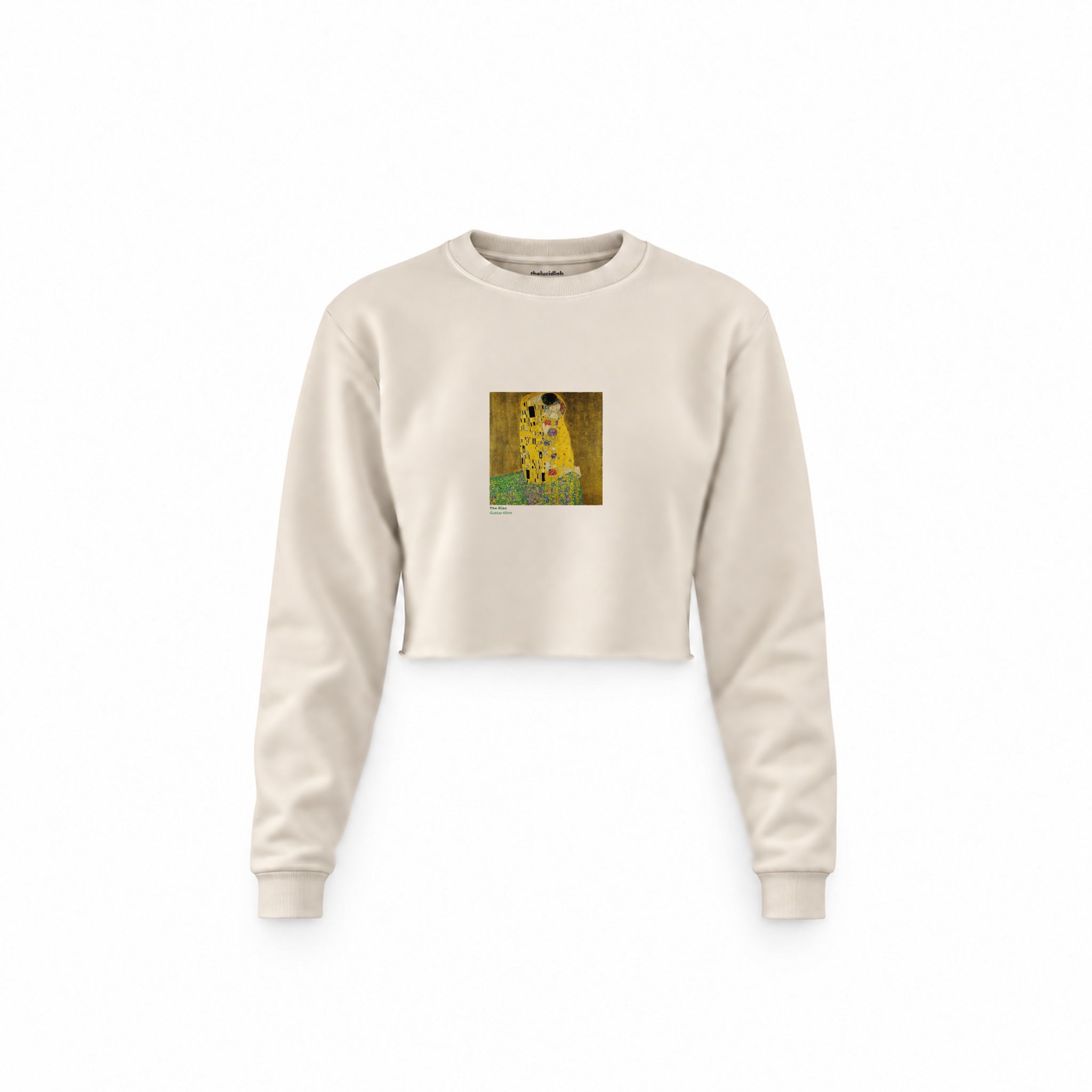 The Kiss Crop Sweatshirt — Krem — Ön baskı