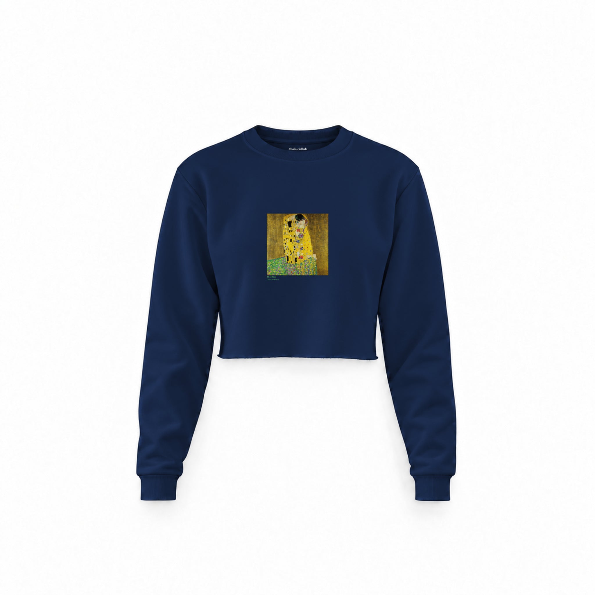 The Kiss Crop Sweatshirt — Lacivert — Ön baskı