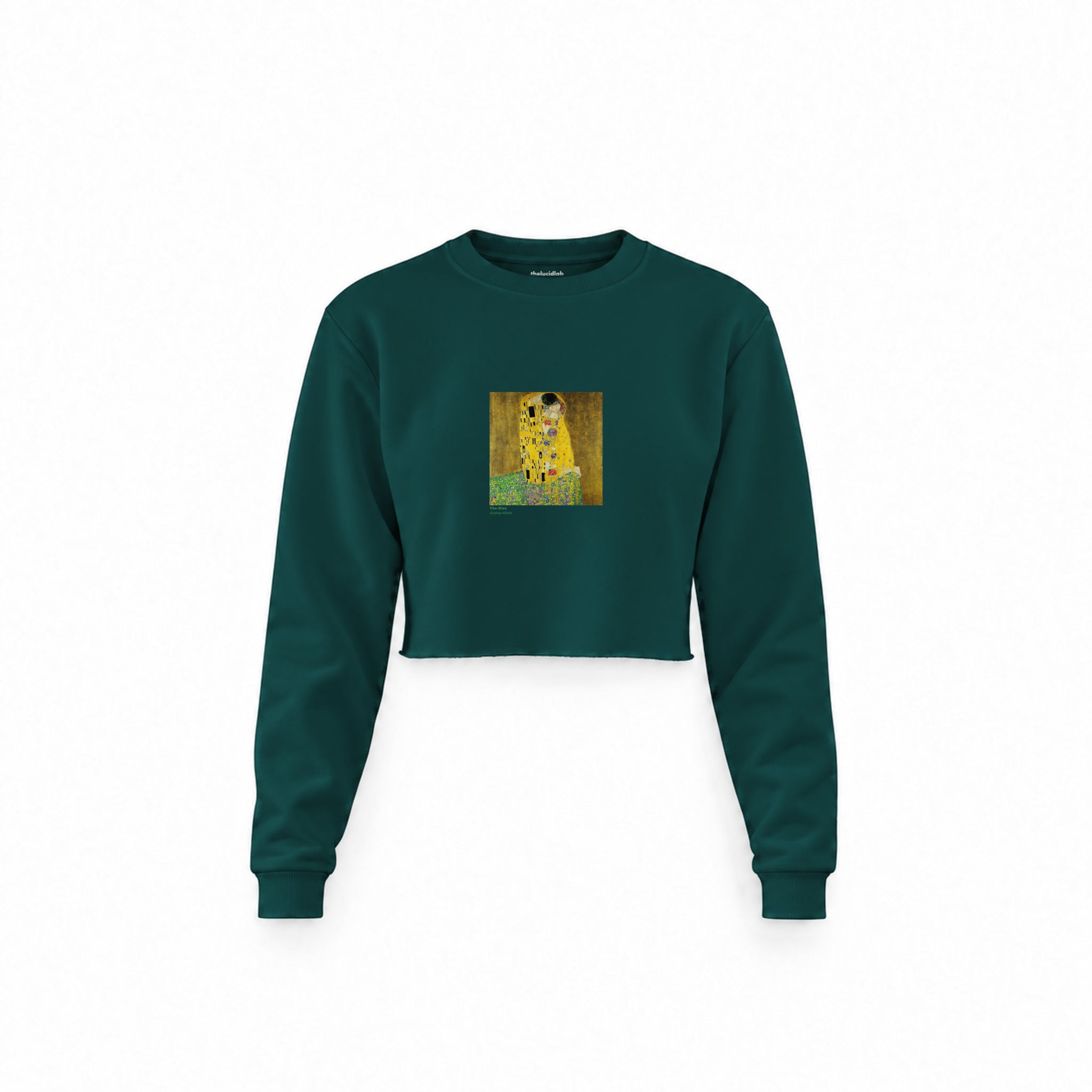 The Kiss Crop Sweatshirt — Koyu Yeşil — Ön baskı