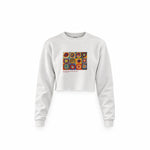 Color Study, Squares With Concentric Circles Crop Sweatshirt — Beyaz — Ön baskı