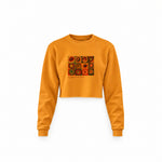 Color Study, Squares With Concentric Circles Crop Sweatshirt — Turuncu — Ön baskı