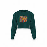 Color Study, Squares With Concentric Circles Crop Sweatshirt — Koyu Yeşil — Ön baskı