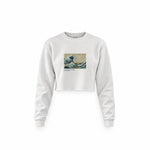 Kanagawa Oki Nami Ura Crop Sweatshirt — Beyaz — Ön baskı