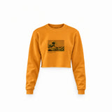 Kanagawa Oki Nami Ura Crop Sweatshirt — Turuncu — Ön baskı