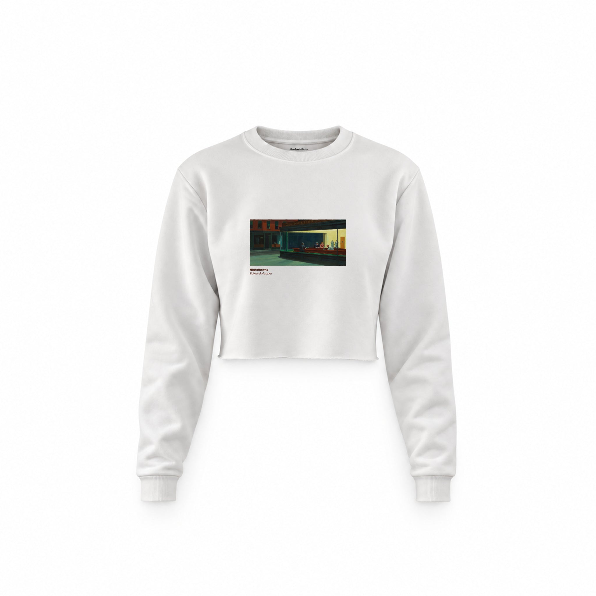 Nighthawks Crop Sweatshirt — Beyaz — Ön baskı