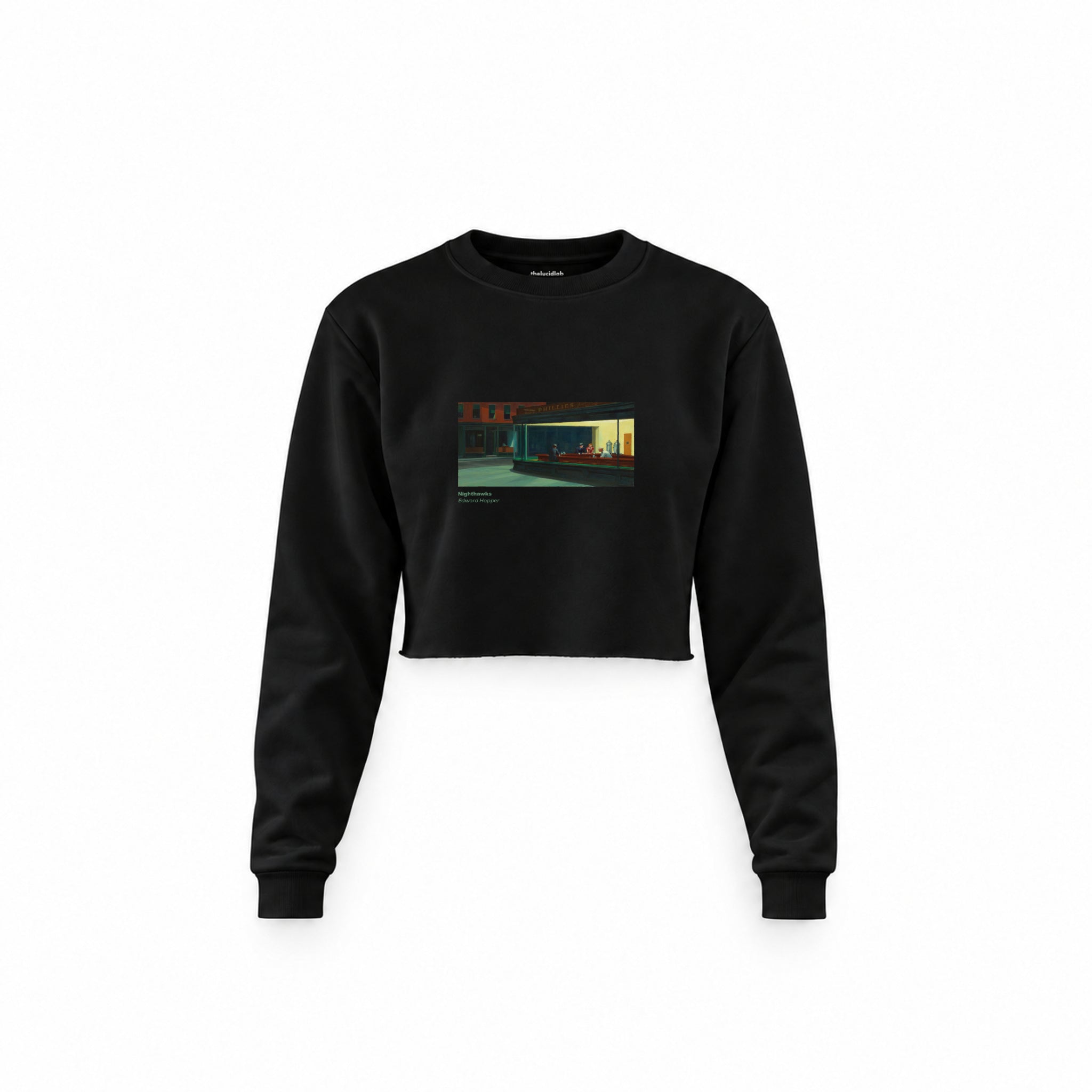 Nighthawks Crop Sweatshirt — Siyah — Ön baskı