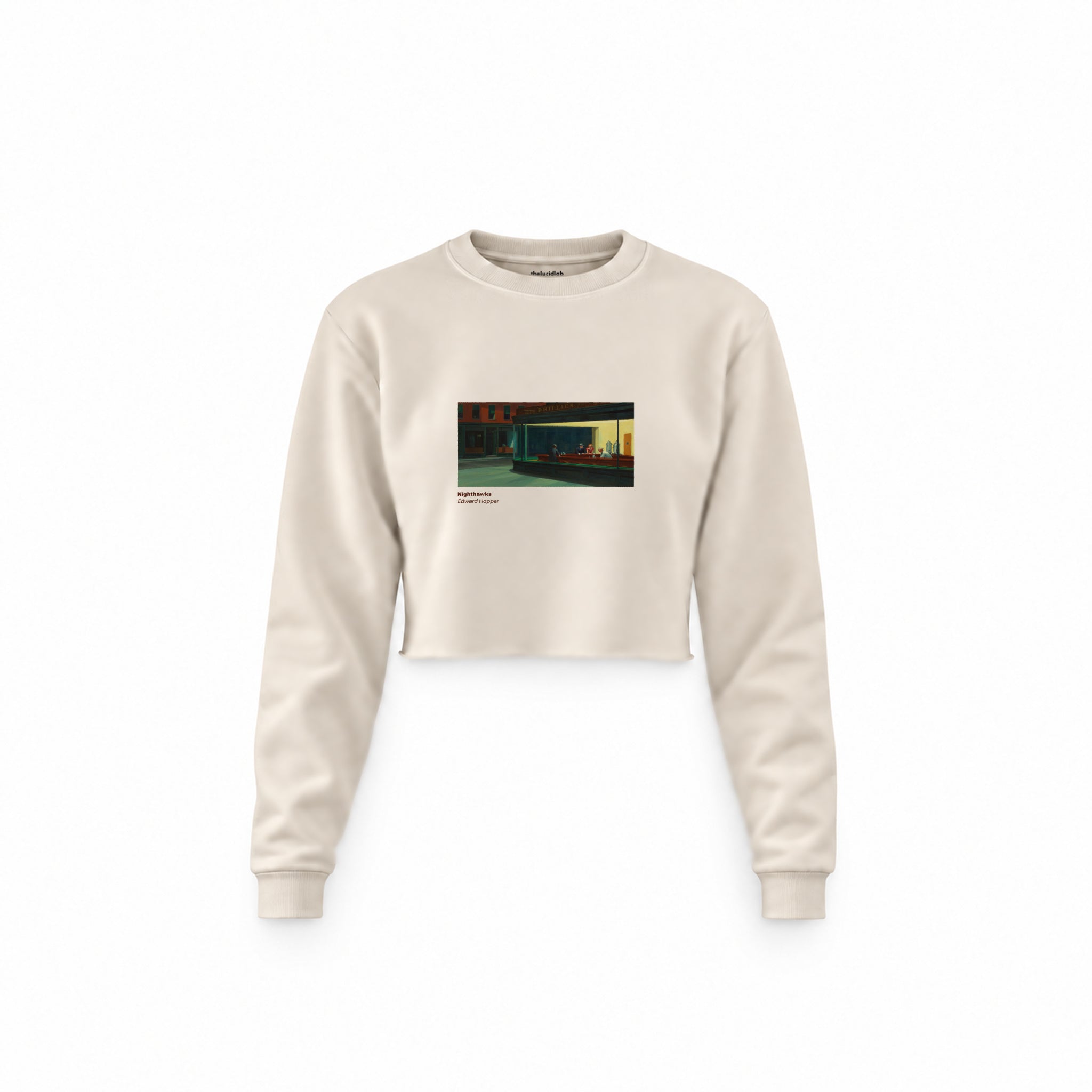 Nighthawks Crop Sweatshirt — Krem — Ön baskı
