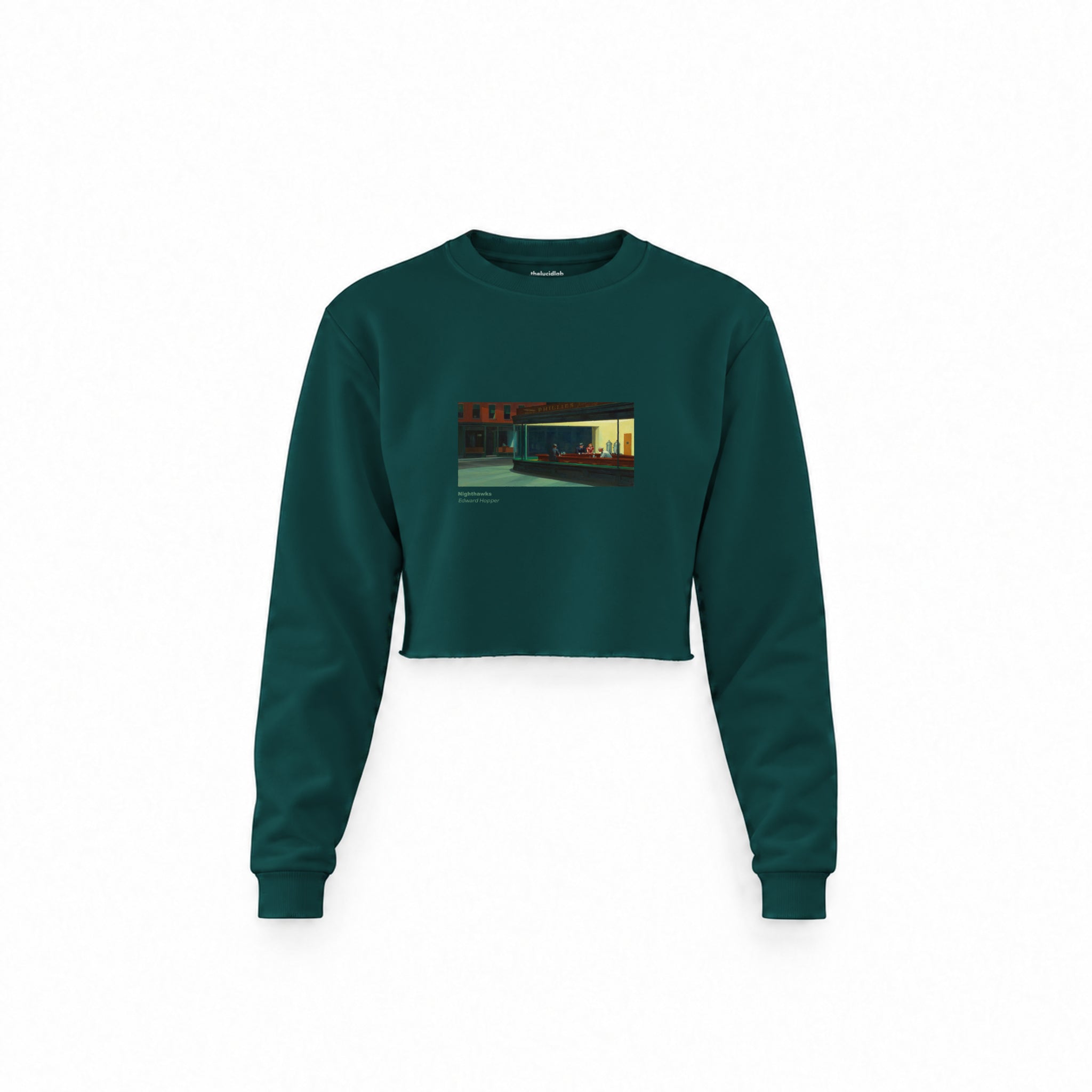 Nighthawks Crop Sweatshirt — Koyu Yeşil — Ön baskı