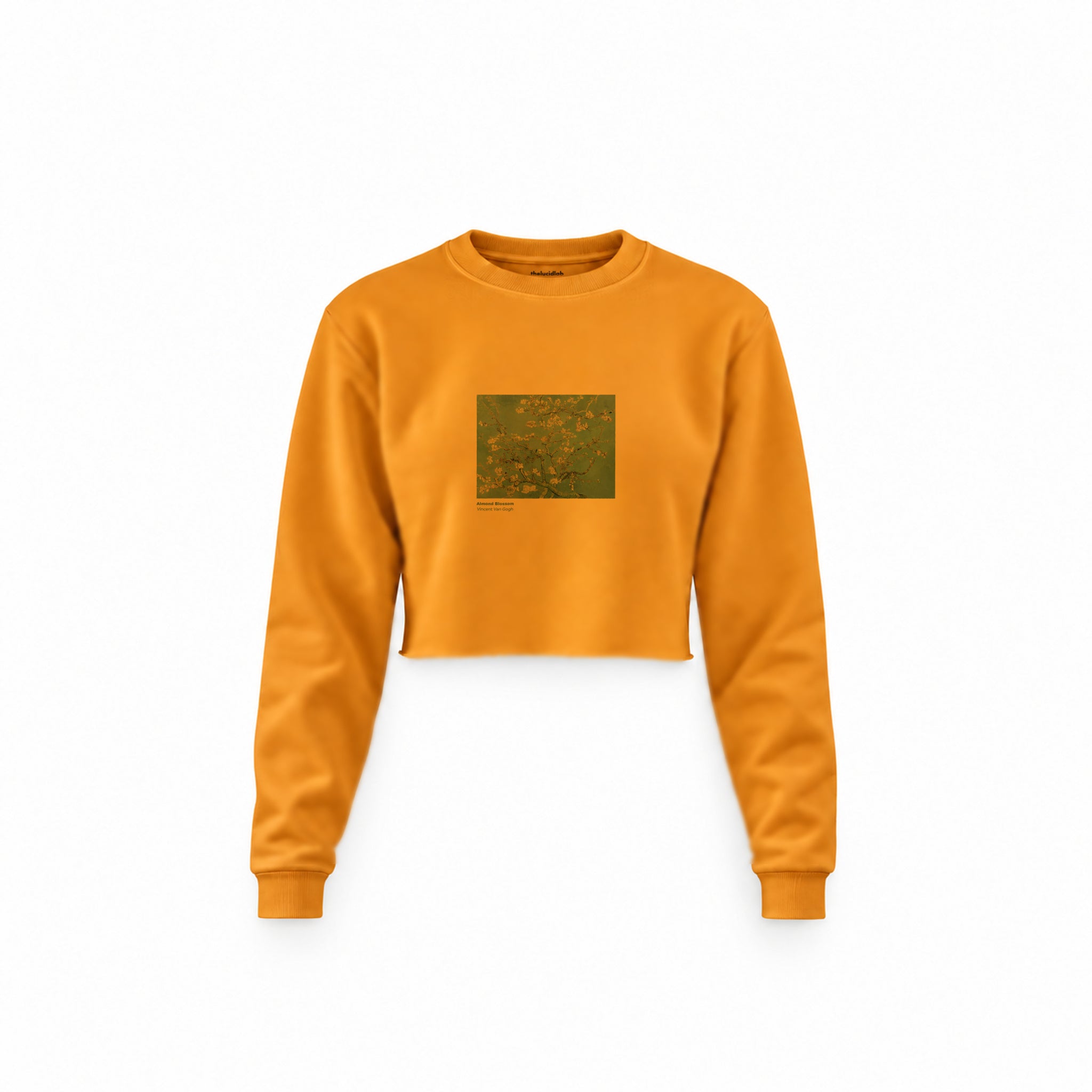 Almond Blossoms Crop Sweatshirt — Turuncu — Ön baskı