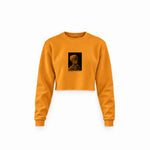 Skull of a Skeleton with Burning Cigarette Crop Sweatshirt — Turuncu — Ön baskı