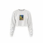 Café Terrace at Night Crop Sweatshirt — Beyaz — Ön baskı