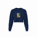 Café Terrace at Night Crop Sweatshirt — Lacivert — Ön baskı