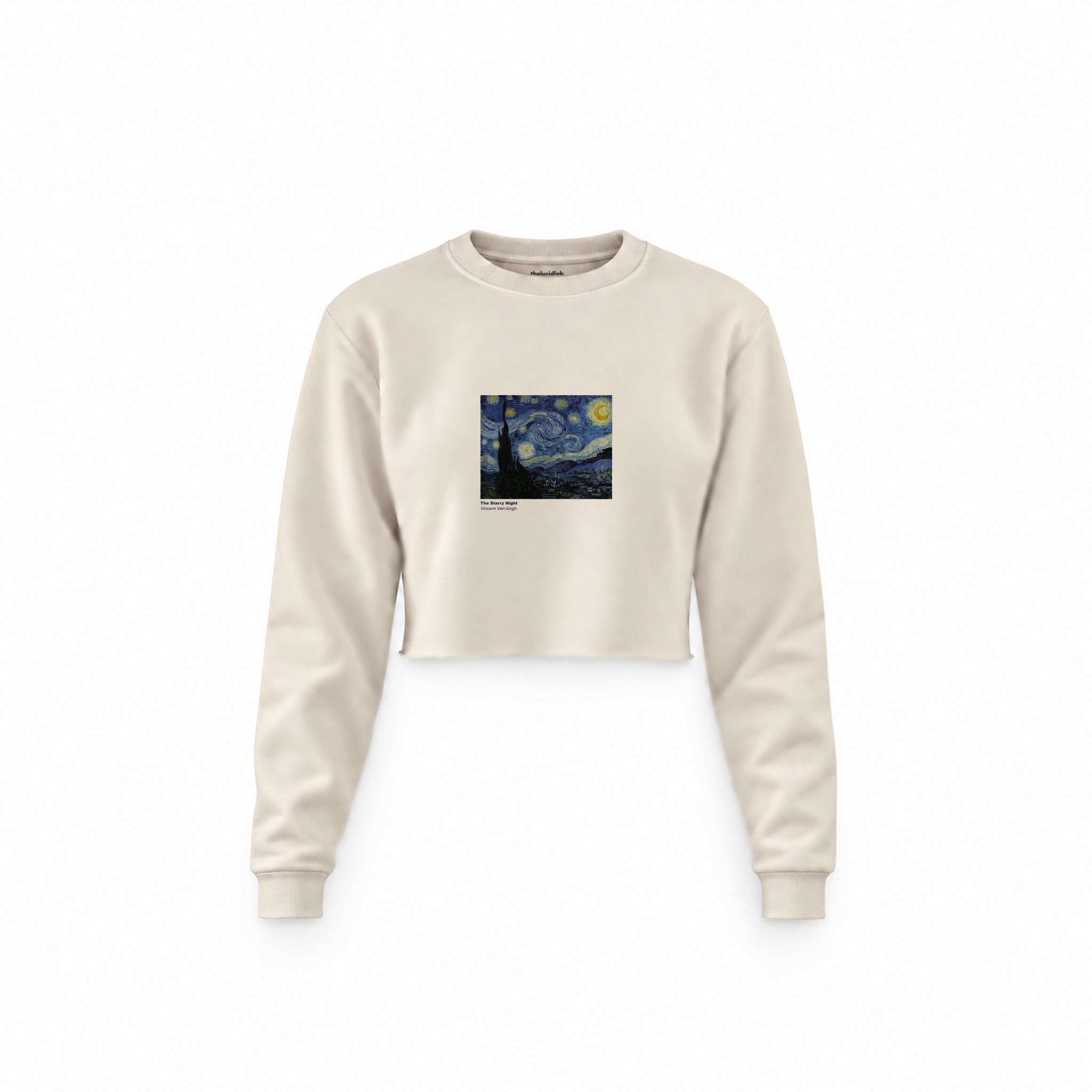 The Starry Night Crop Sweatshirt — Krem — Ön baskı