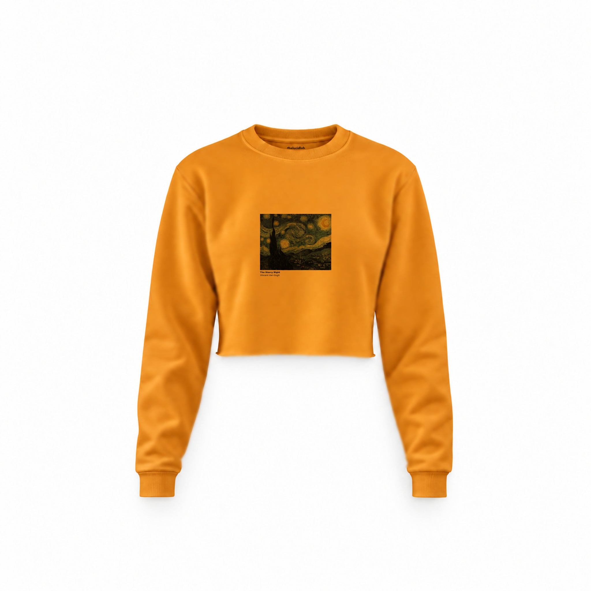 The Starry Night Crop Sweatshirt — Turuncu — Ön baskı