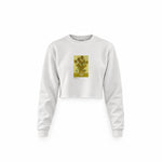 Sunflowers Crop Sweatshirt — Beyaz — Ön baskı