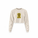 Sunflowers Crop Sweatshirt — Krem — Ön baskı