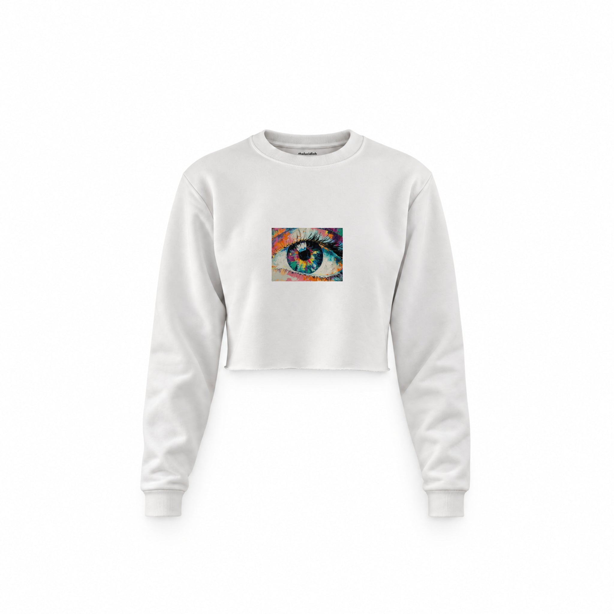The Eye Crop Sweatshirt — Beyaz — Ön baskı