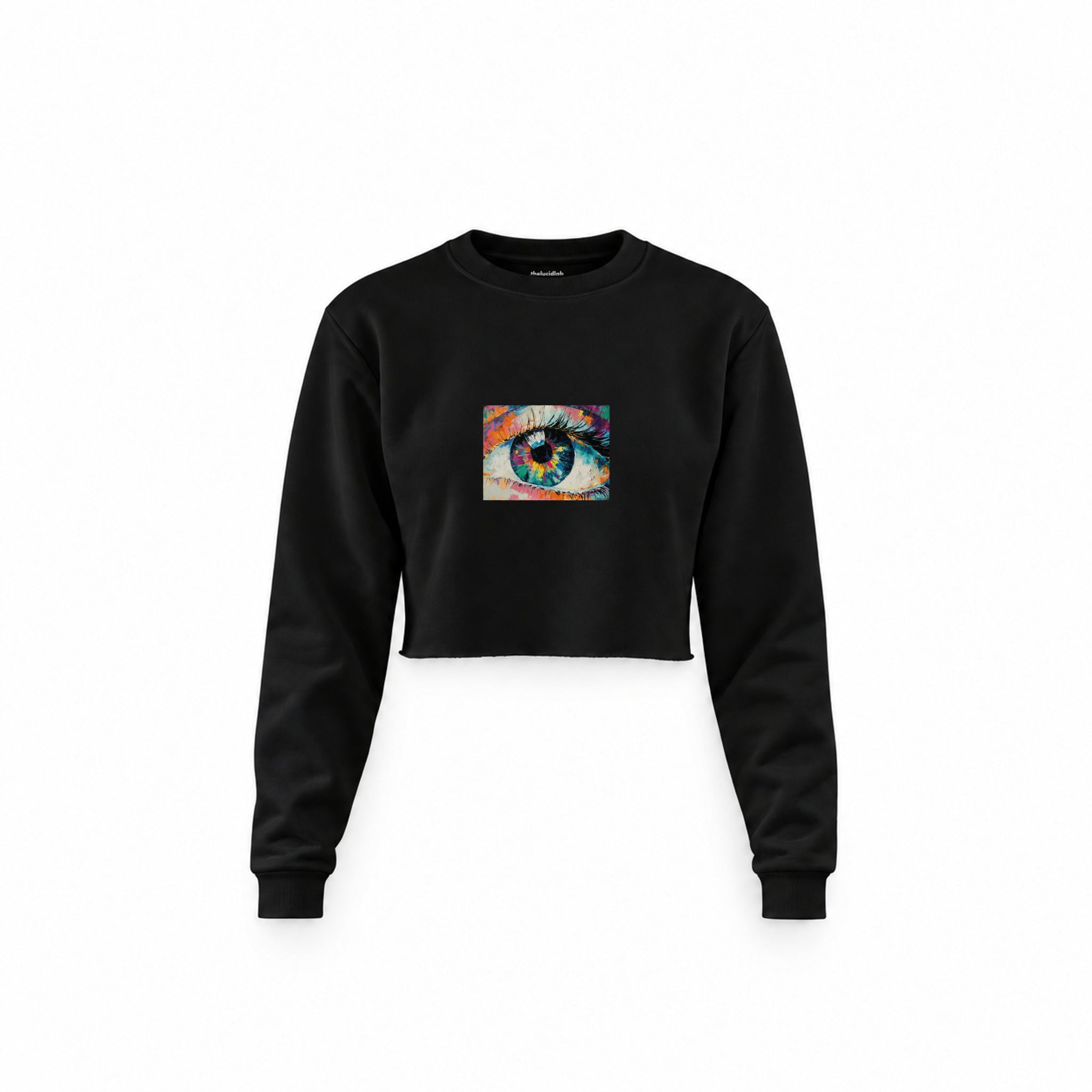 The Eye Crop Sweatshirt — Siyah — Ön baskı