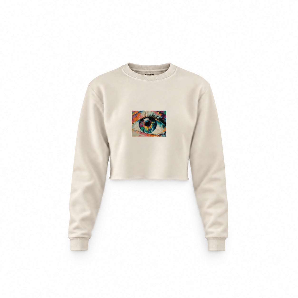 The Eye Crop Sweatshirt — Krem — Ön baskı