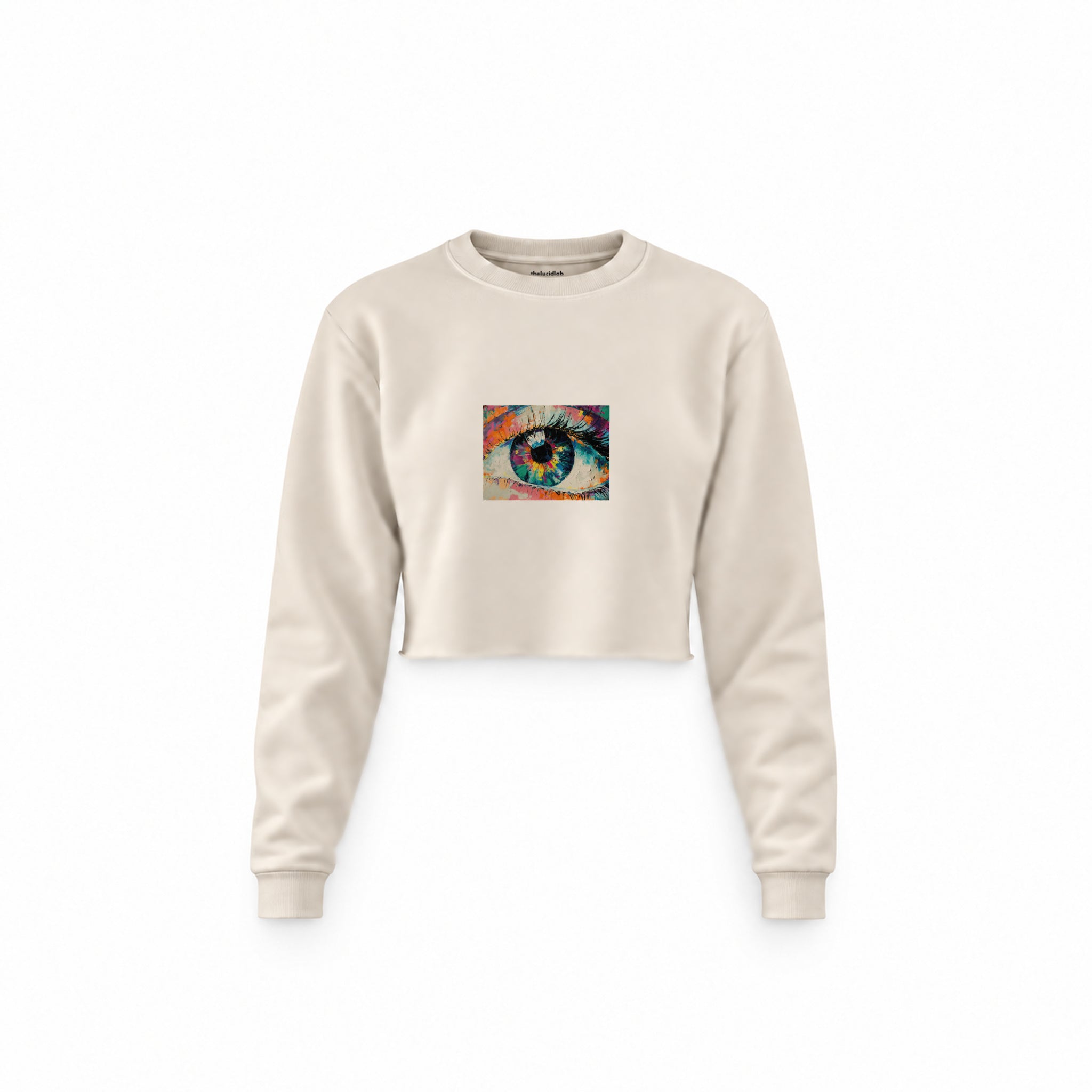 The Eye Crop Sweatshirt — Krem — Ön baskı