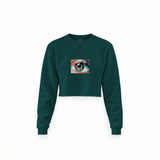 The Eye Crop Sweatshirt — Koyu Yeşil — Ön baskı