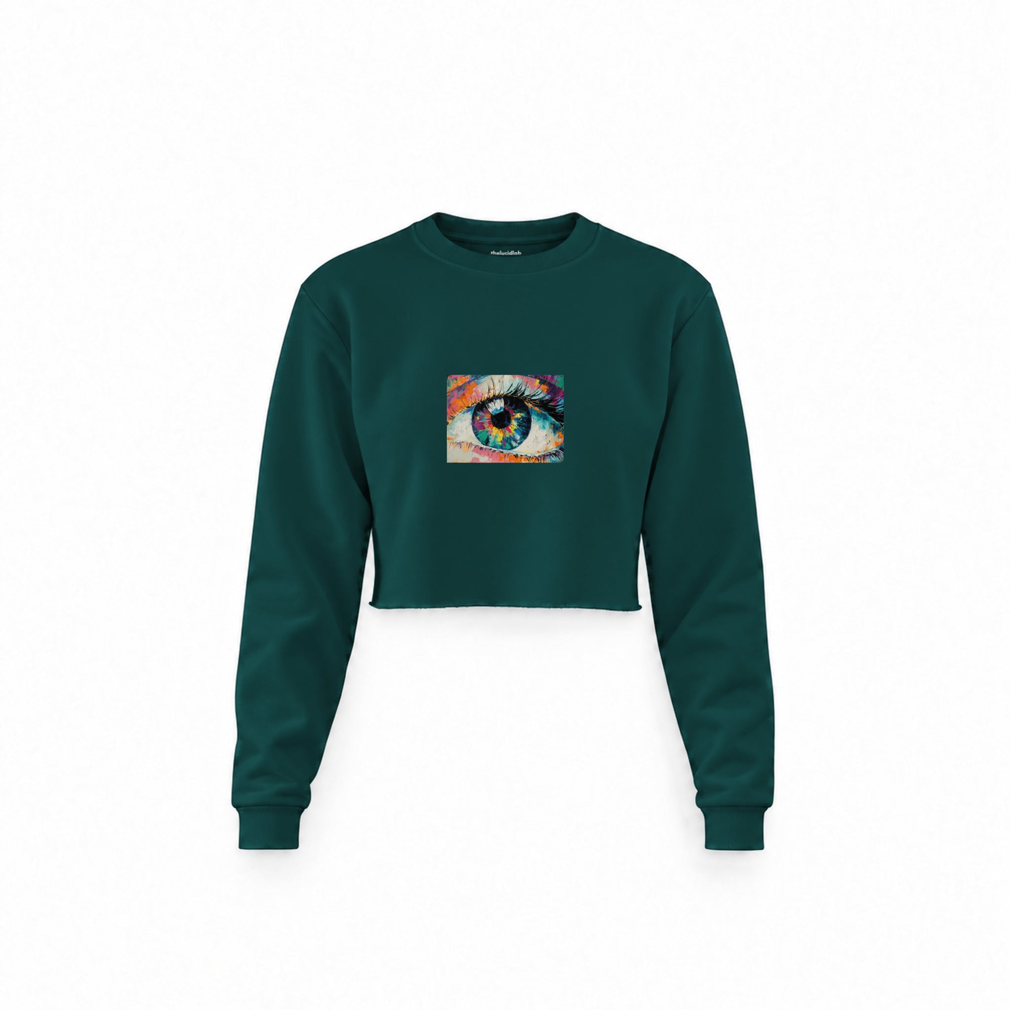 The Eye Crop Sweatshirt — Koyu Yeşil — Ön baskı