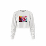Lips Crop Sweatshirt — Beyaz — Ön baskı