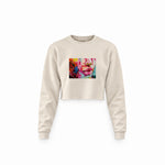 Lips Crop Sweatshirt — Krem — Ön baskı
