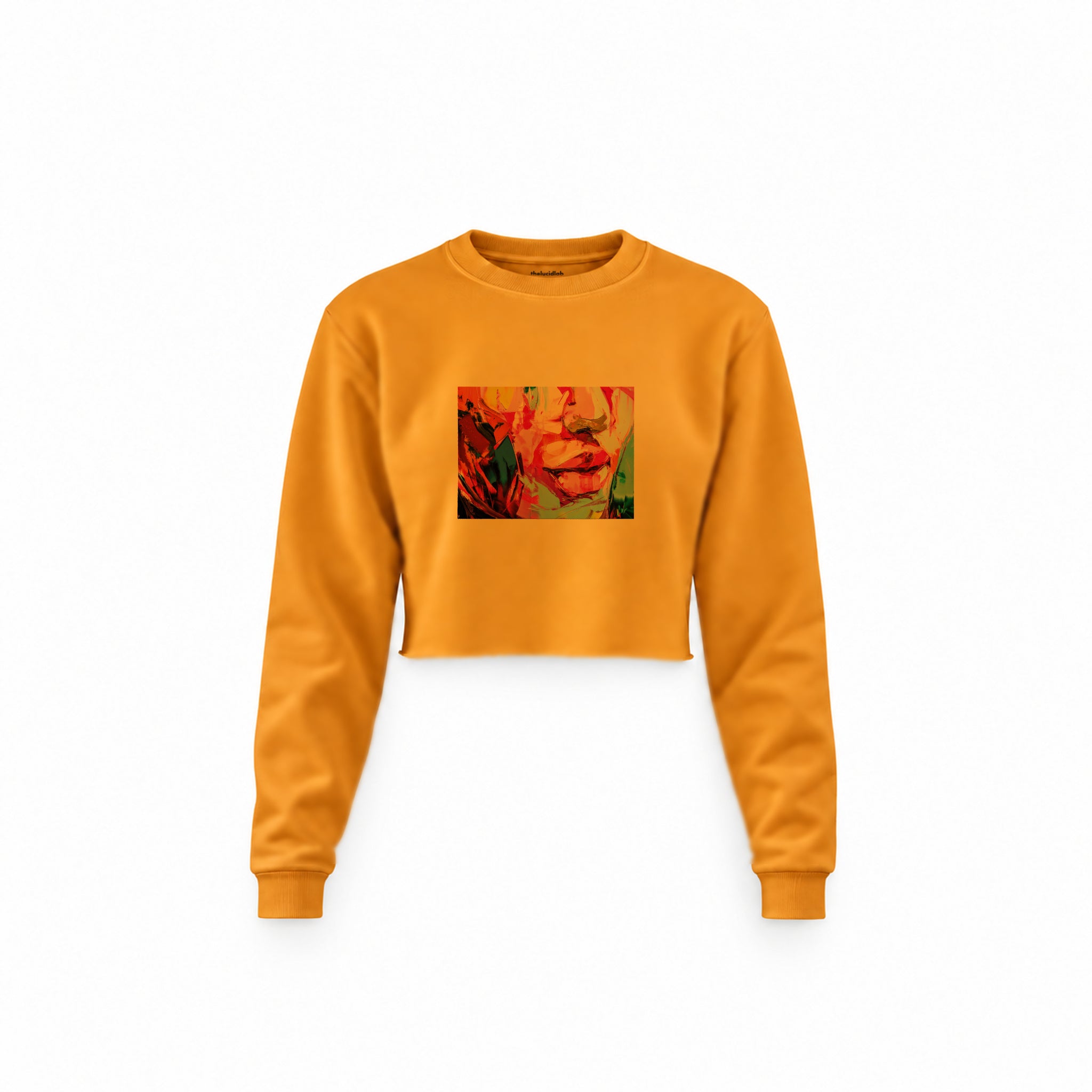 Lips Crop Sweatshirt — Turuncu — Ön baskı