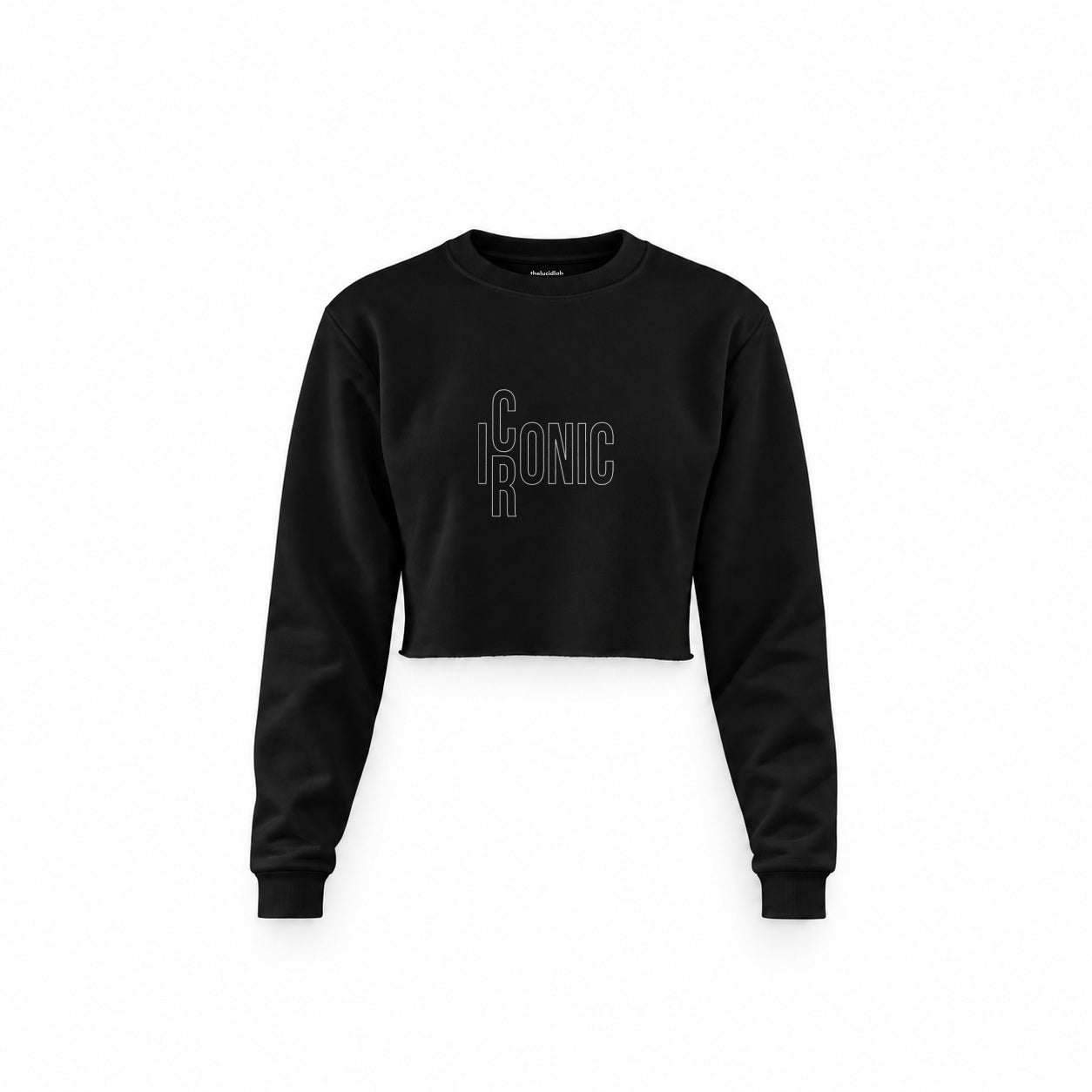 I/RCONIC Crop Sweatshirt — Siyah — Ön baskı