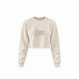 I/RCONIC Crop Sweatshirt — Krem — Ön baskı