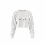 Uncensored Crop Sweatshirt — Beyaz — Ön baskı