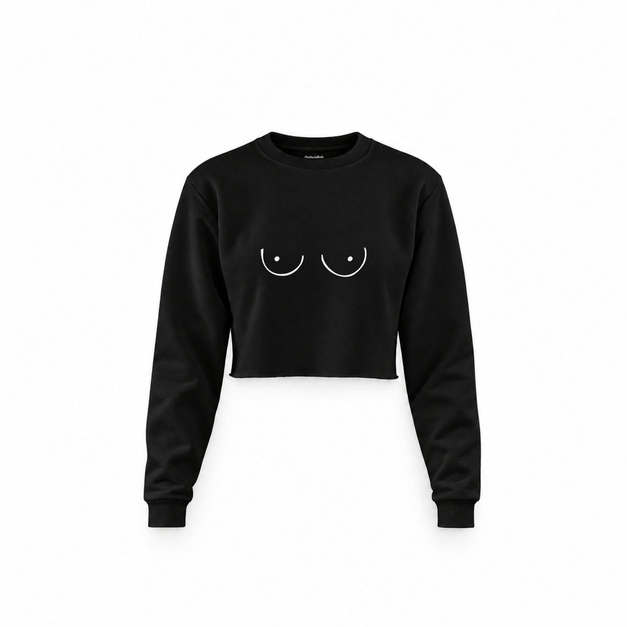 Uncensored Crop Sweatshirt — Siyah — Ön baskı