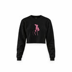 Hot Steps Crop Sweatshirt — Siyah — Ön baskı